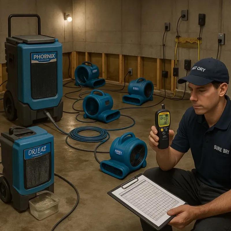 Structural Drying and Dehumidification process in Lyons, KS